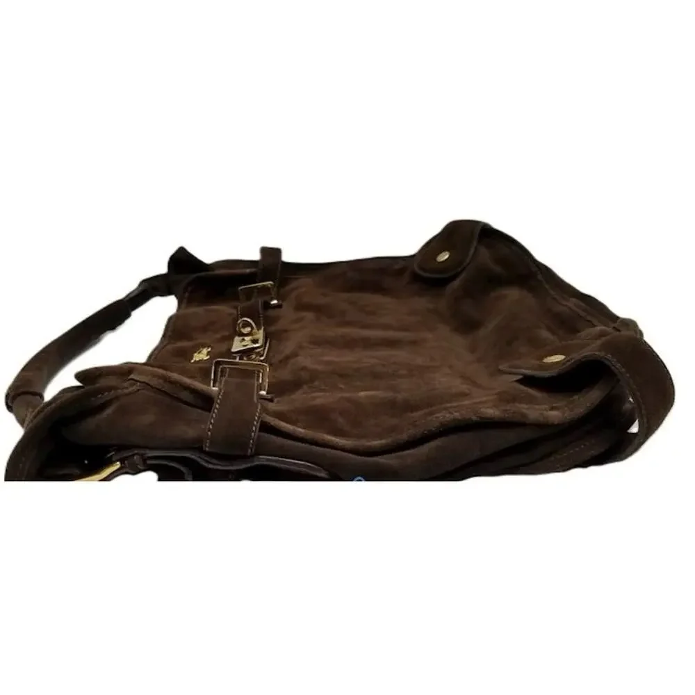 Vintage Burberry Brown Suede Hobo Bag Y2K Authenticated